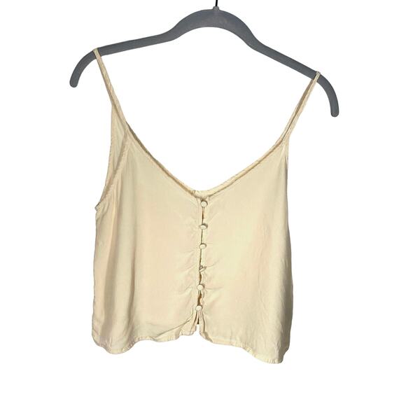 Forever 21 Tops - Forever 21 Button Up Crop Tank Top Cream 100% Rayon Womens